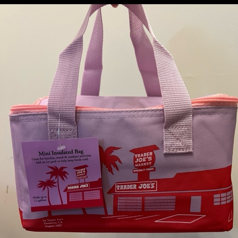 Trader Joe's Mini Insulated Bag - Lavender/Lilac & Coral Pink